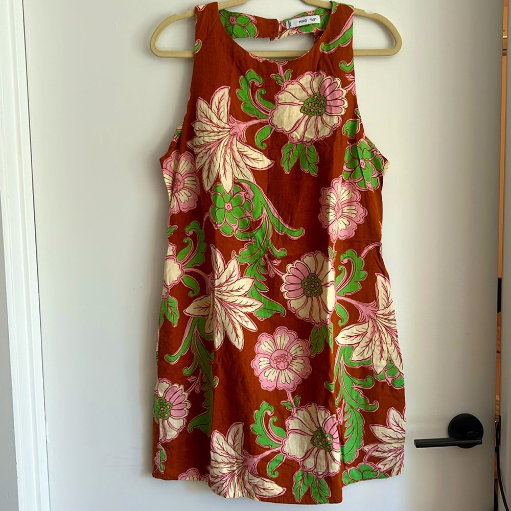 Linen floral shift dress